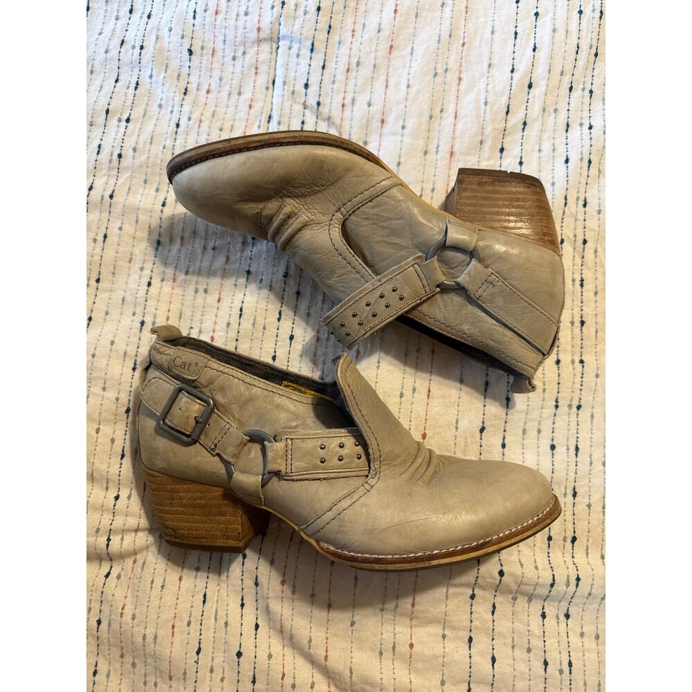 CAT Caterpillar Leather Women’s Ankle Boots Heeled Buckle Size 8.5